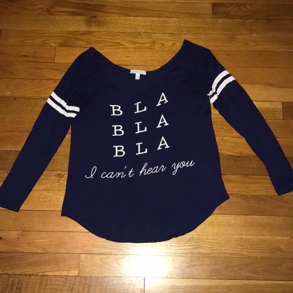 2 navy blue and white long sleeve tees - Picture 2 of 2